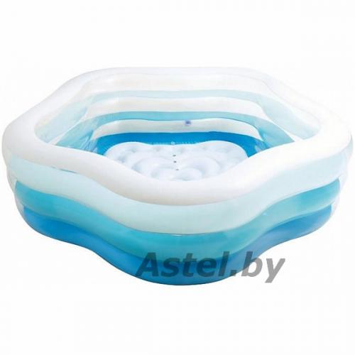 Бассейн ЦВЕТА ЛЕТА с надувным дном 1,85м x 1,8м x 53см Intex 56495NP