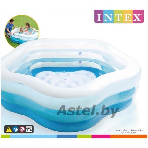 Бассейн ЦВЕТА ЛЕТА с надувным дном 1,85м x 1,8м x 53см Intex 56495NP