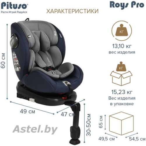 Автокресло Pituso Roys PRO Jeans Grey Inlay / Джинс Серый вкладыш 0-36 кг IsoFix/ BW21-PRO-Jeans