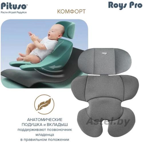 Автокресло Pituso Roys PRO Black, Grey Inlay /Черный, Серый вкладыш 0-36 кг IsoFix / BW21-PRO-Black 