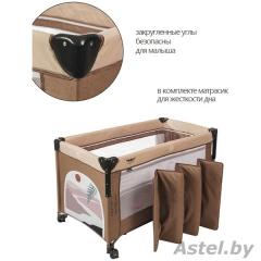 Манеж Martin noir Nearby Andes Brown (опускной борт, 2 уровня, москитная сетка, сумка) Коричневый