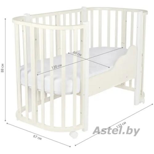 Детская кроватка INDIGO Baby Lux 3 в 1 (слоновая кость/белые стойки) 7837807