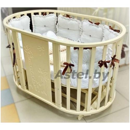 Кроватка круглая-овальная RAY Alexa 2 Crown (Корона) маятник, колесо, слоновая кость