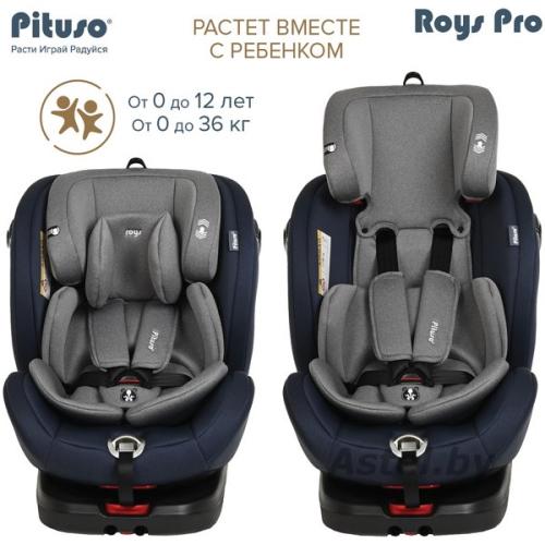 Автокресло Pituso Roys PRO Jeans Grey Inlay / Джинс Серый вкладыш 0-36 кг IsoFix/ BW21-PRO-Jeans