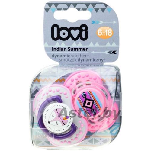 Пустышка силиконовая LOVI Indian summer 6-18 мес., 2 шт. динамическая 22/857girl