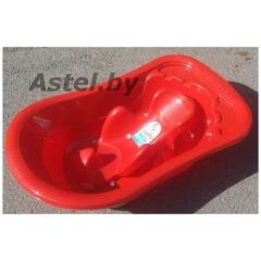 Ванночка детская Эльфпласт со сливом арт.231 (90см)+ Горка для купания красный