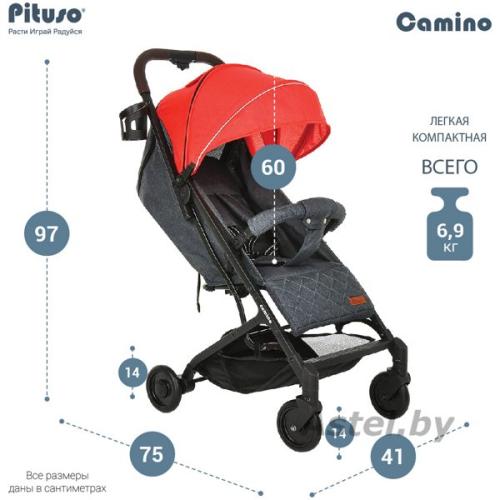 Коляска прогулочная Pituso Camino (red) Х3 Black/Red