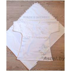 Комплект для крещения Арго Т-053 р.56 Белый/Экрю (пеленк. и рубашка)