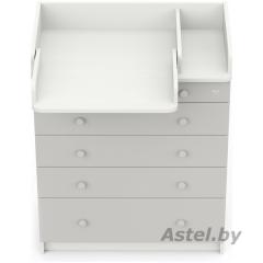 Комод пеленальный Атон Мебель Maks Белый премиум - серый шелк с органайзером