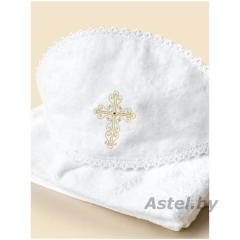 Полотенце крестильное с капюшоном Золотой Гусь 3201 белый