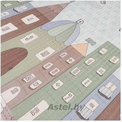 Детский коврик двухсторонний в сумке 2х1,8 м Город / Космос (термоковрик)