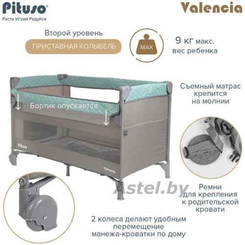 Манеж-кровать Pituso Valencia Mint grey Мятно-серый / BS02-2-Mint grey