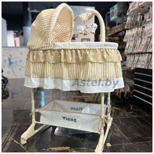 Колыбель PITUSO Viana на колёсах Stars Beige/бежевый YS401-SB