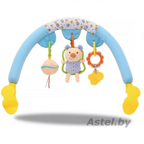 Дуга с игрушками для коляски и автокресла стульчика Biba Toys QB395-1 МАЛЫШКИ МИШКИ голубой/ розовый