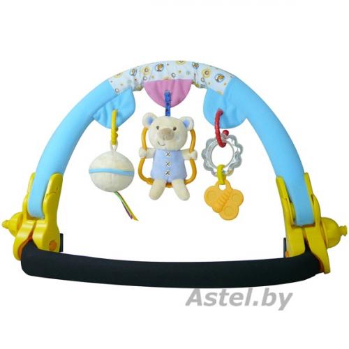 Дуга с игрушками для коляски и автокресла стульчика Biba Toys QB395-1 МАЛЫШКИ МИШКИ голубой/ розовый