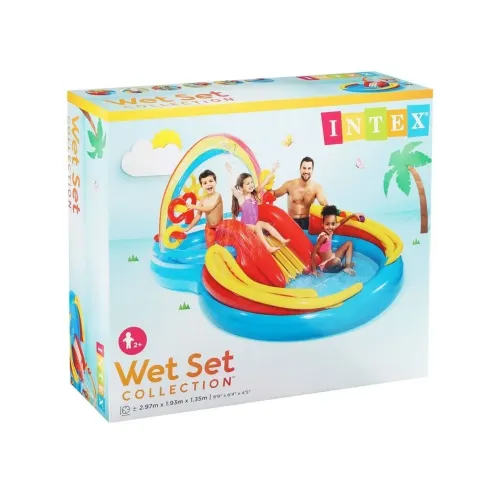 Игровой надувной центр бассейн Intex Радужные кольца (57453NP) Intex Rainbow Ring Play Center 297x193x135 (57453)