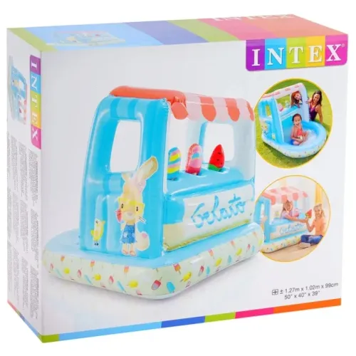 Игровой надувной центр с горкой Intex Киоск с мороженым 127х102х99 см (48672NP)