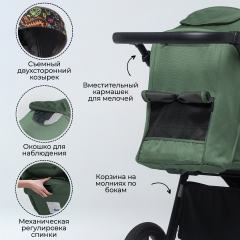 Коляска детская прогулочная BubaGo BASS Green Зеленый BG 132-AL-2 (облегченная рама, алюминий)