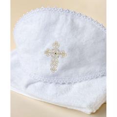 Полотенце крестильное с капюшоном Золотой Гусь 3201 белый (75х110 см)