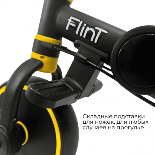 Детский трехколесный велосипед беговел Bubago Flint BG-FP-3 (черный/желтый) с ручкой Black-Yellow