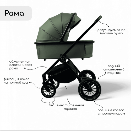 Детская коляска Bubago BLOOM 3in1 BG 152-4 Зеленый