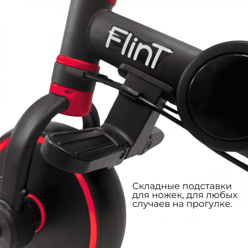 Детский трехколесный велосипед беговел Bubago Flint BG-FP-1 с ручкой Black -RED Черно- Красный