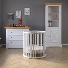 Кроватка-трансформер Bambini 20.16.20_38_14 с Балясинами (колёсики, без маятника) Белый