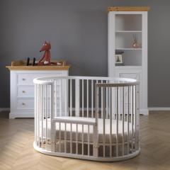 Кроватка-трансформер Bambini 20.16.20_38_14 с Балясинами (колёсики, без маятника) Белый