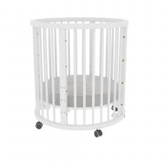Кроватка-трансформер Bambini 20.16.20_38_14 с Балясинами (колёсики, без маятника) Белый
