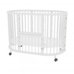 Кроватка-трансформер Bambini 20.16.20_38_14 с Балясинами (колёсики, без маятника) Белый