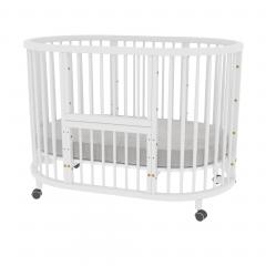 Кроватка-трансформер Bambini 20.16.20_38_14 с Балясинами (колёсики, без маятника) Белый