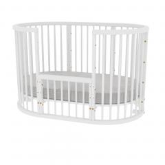 Кроватка-трансформер Bambini 20.16.20_38_14 с Балясинами (колёсики, без маятника) Белый