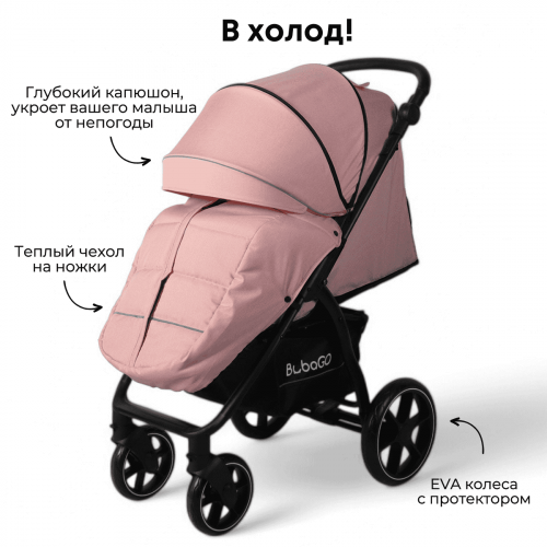 Коляска детская прогулочная BubaGo BG 155-2 MODEL CROSS City Розовый / Pink