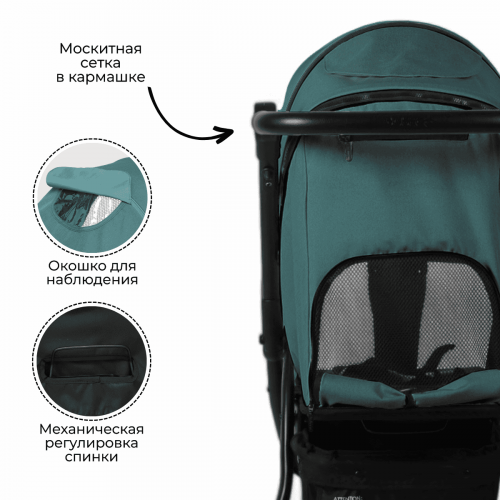 Коляска детская прогулочная BubaGo BG 155-4 MODEL CROSS City Зеленый / Green