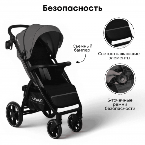 Коляска детская прогулочная BubaGo BG 155-5 MODEL CROSS City Темно-серый / Dark Grey