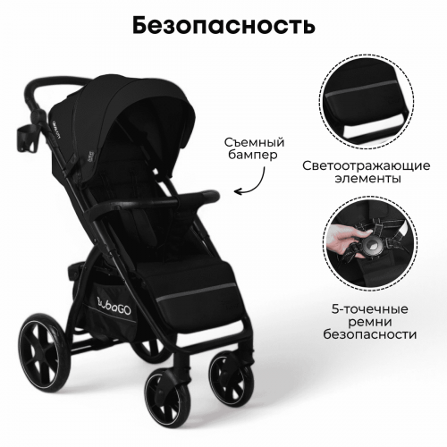 Коляска детская прогулочная BubaGo BG 155-6 MODEL CROSS City Черный / Black