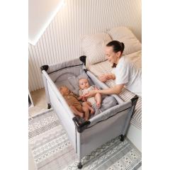 Манеж Martin noir Nearby Cozy Grey (опускной борт, 2 уровня, 90х50 см) светло-серый
