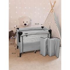 Манеж Martin noir Nearby Cozy Grey (опускной борт, 2 уровня, 90х50 см) светло-серый
