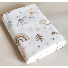 Непромокаемая многоразовая пеленка фланель 60х90 см Радуга