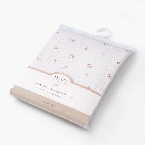 Комплект в кроватку Perina Muslin Лето розовое/Мокко (Муслин 3 предмета) КПБ3-М.1.08х2.6
