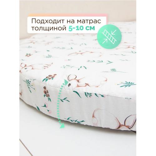 Простынь в овальную кроватку 125х75 Зайки