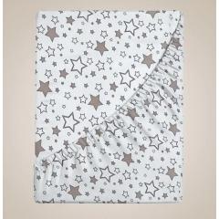 Простынь в овальную кроватку 125х75 Звезды бежевый