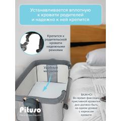 Колыбель Pituso Flora dark grey серый / графит (маятник) + Подарок (бутылочка)