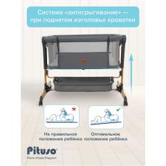 Колыбель Pituso Flora dark grey серый / графит (маятник) + Подарок (бутылочка)