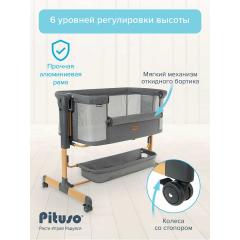 Колыбель Pituso Flora dark grey серый / графит (маятник) + Подарок (бутылочка)