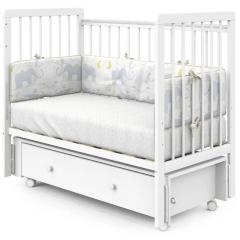 Детская кроватка PITUSO TINY ящик-маятник/колесо Белая аляска / быстросъемная стенка