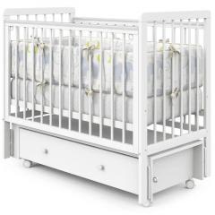 Детская кроватка PITUSO TINY ящик-маятник/колесо Белая аляска / быстросъемная стенка