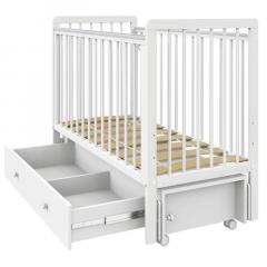 Детская кроватка PITUSO TINY ящик-маятник/колесо Белая аляска / быстросъемная стенка