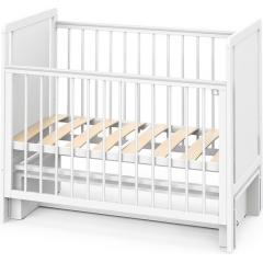Детская кроватка INDIGO Classic маятник + колеса (белая аляска) быстросъемная стенка