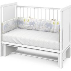 Детская кроватка INDIGO Classic маятник + колеса (белая аляска) быстросъемная стенка